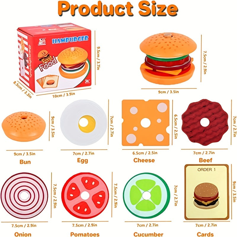 Lot de jouets en bois à empiler en forme de hamburger — Monptitlou