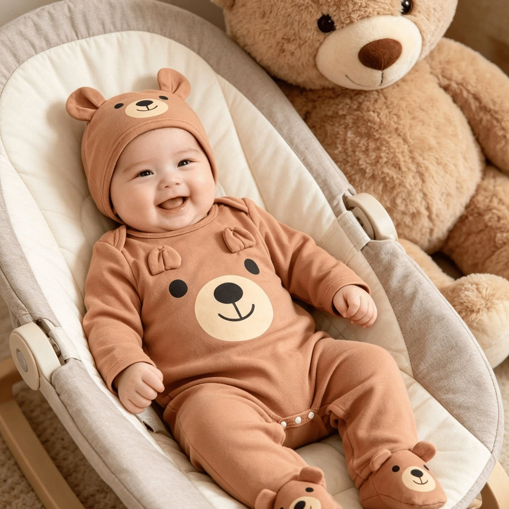 Ensemble Bébé Ours Mignon, Combinaison à Manches Longues — Monptitlou