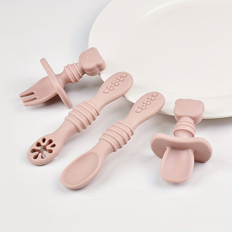 Cuillères et fourchettes en silicone pour bébé 0-3 ans — Monptitlou