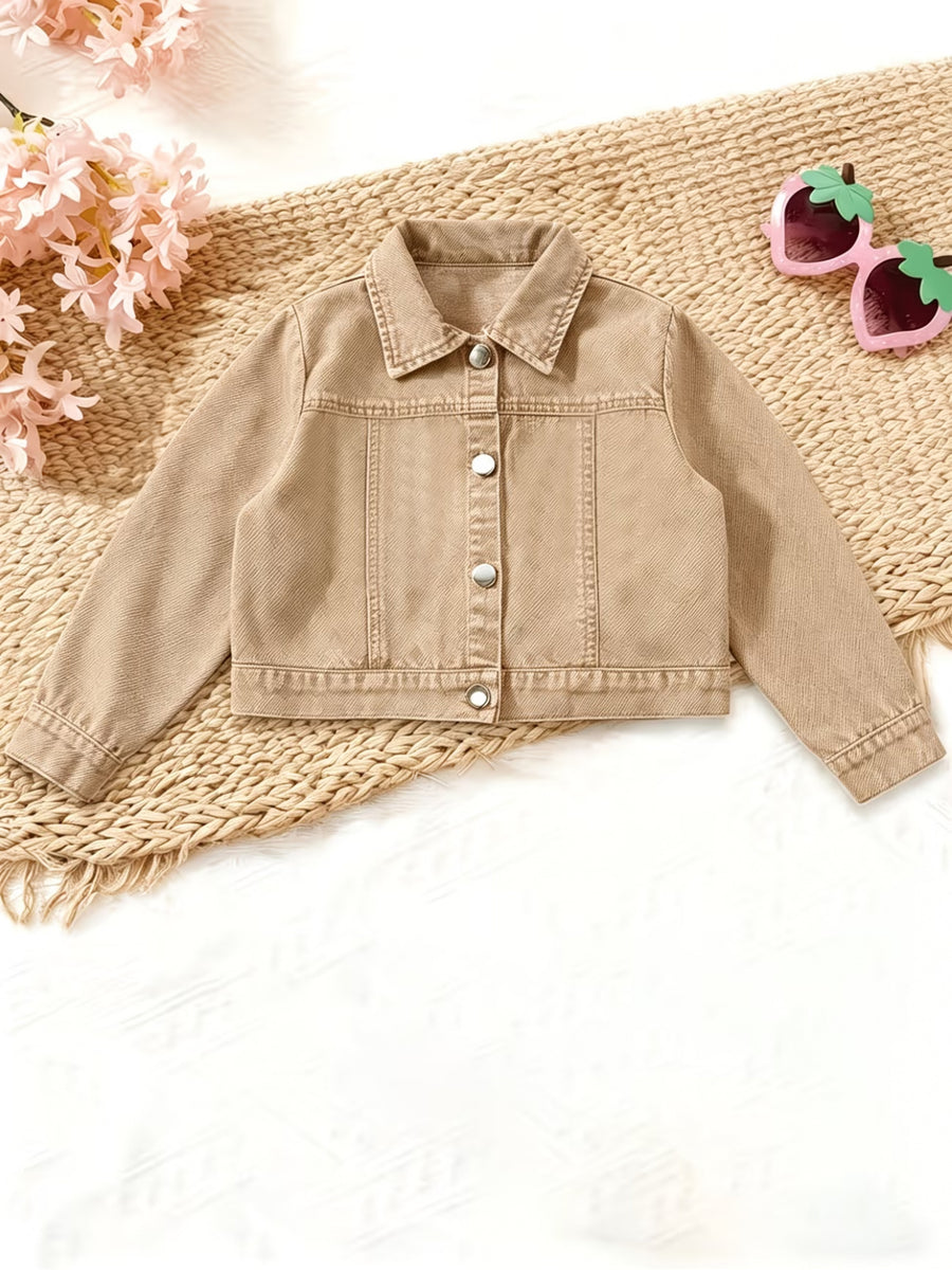 Veste en jean pour garçon avec motif tracteur cartoon orange au dos et — Monptitlou