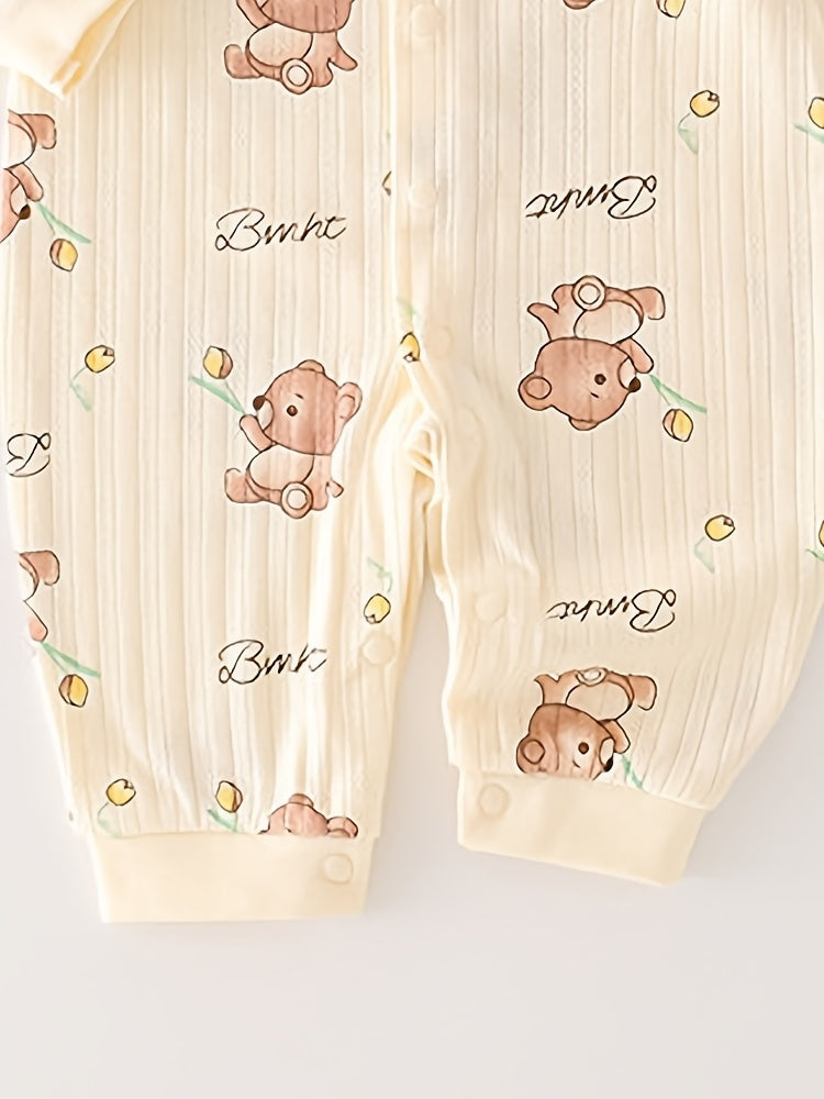 Combinaison bébé ours en peluche fleurie — Monptitlou