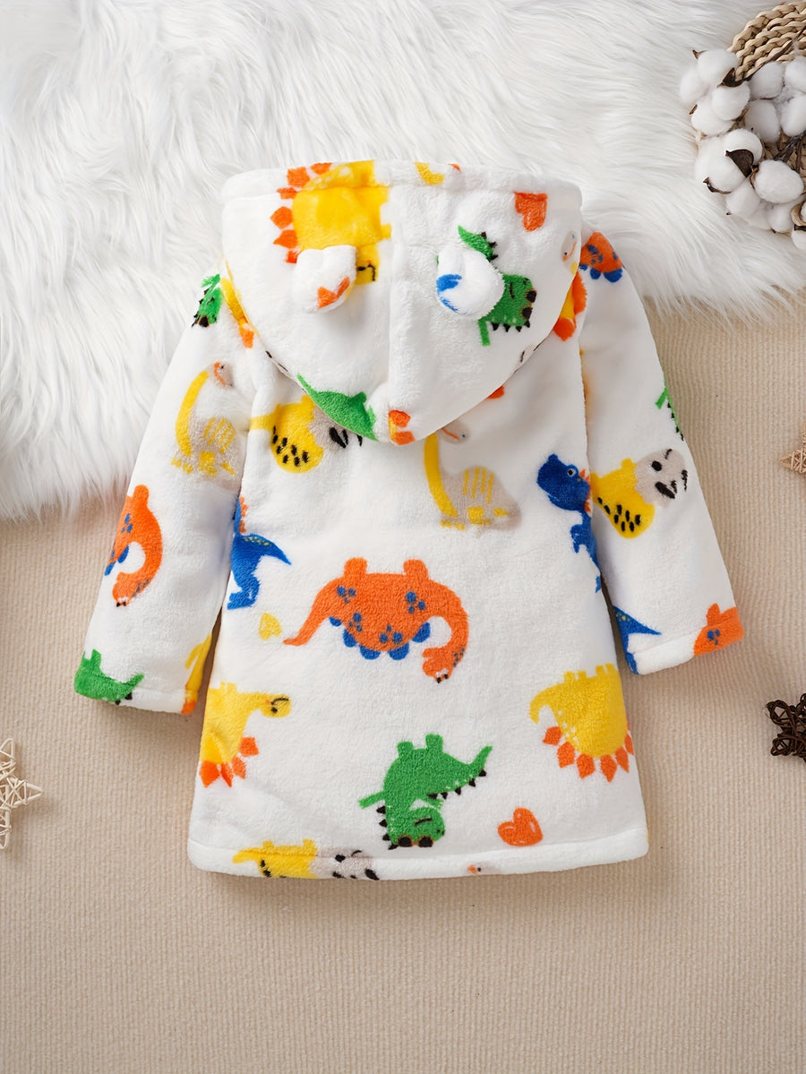 Robe en Polaire à Capuche pour Filles avec Imprimé Cartoon — Monptitlou