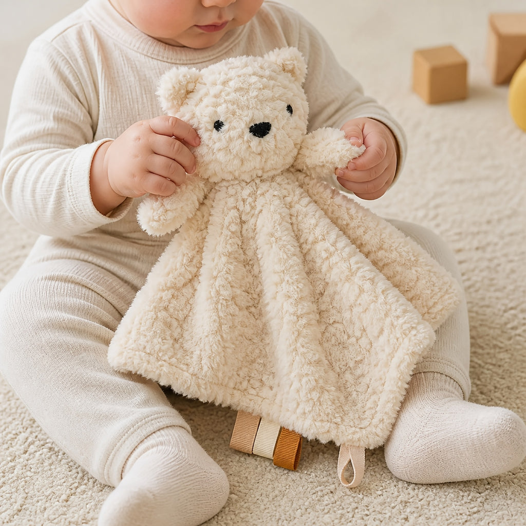 Adorable jouet apaisant pour bébé ours brun — Monptitlou