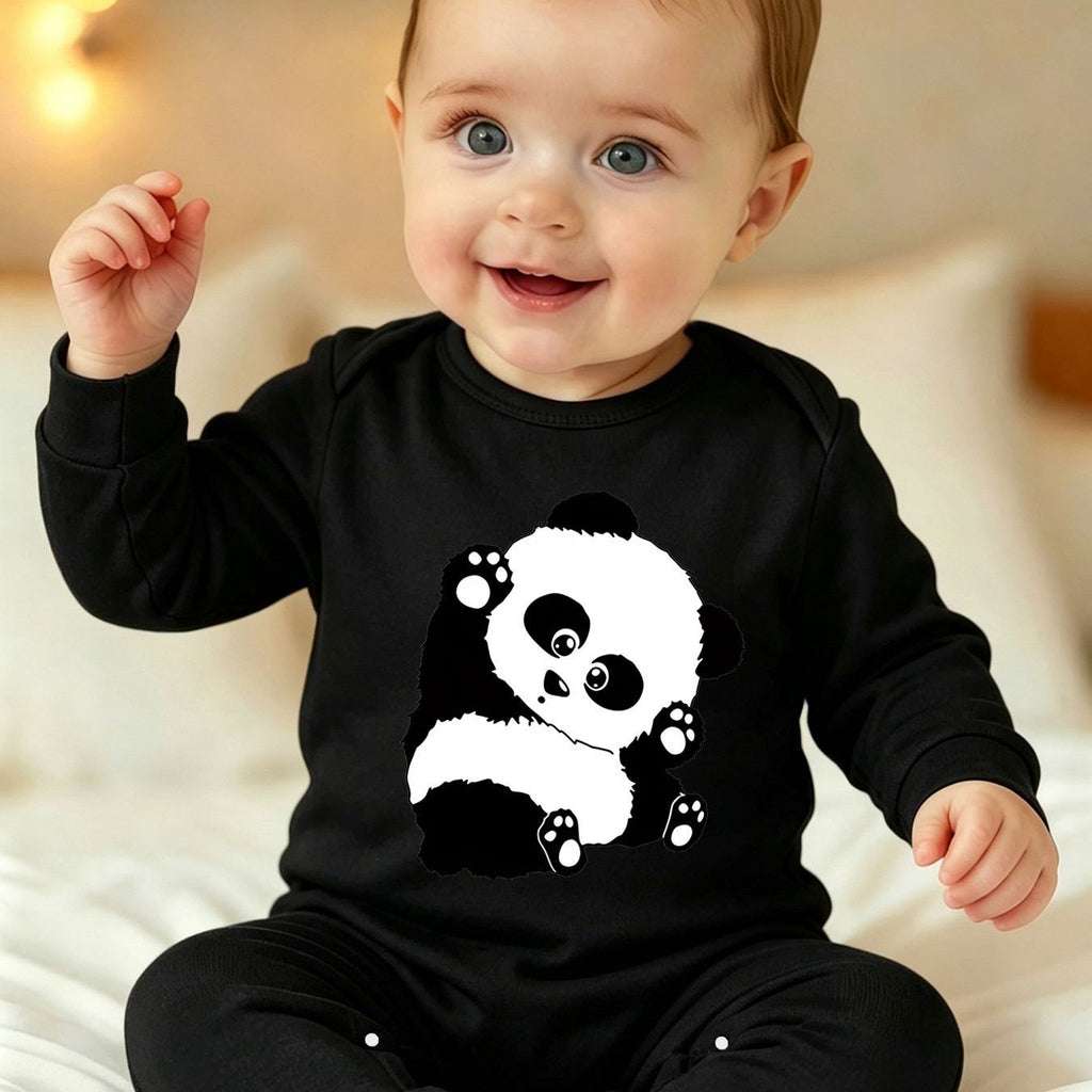 Barboteuse à pieds pour nouveau-né avec imprimé dessin animé "Panda — Monptitlou