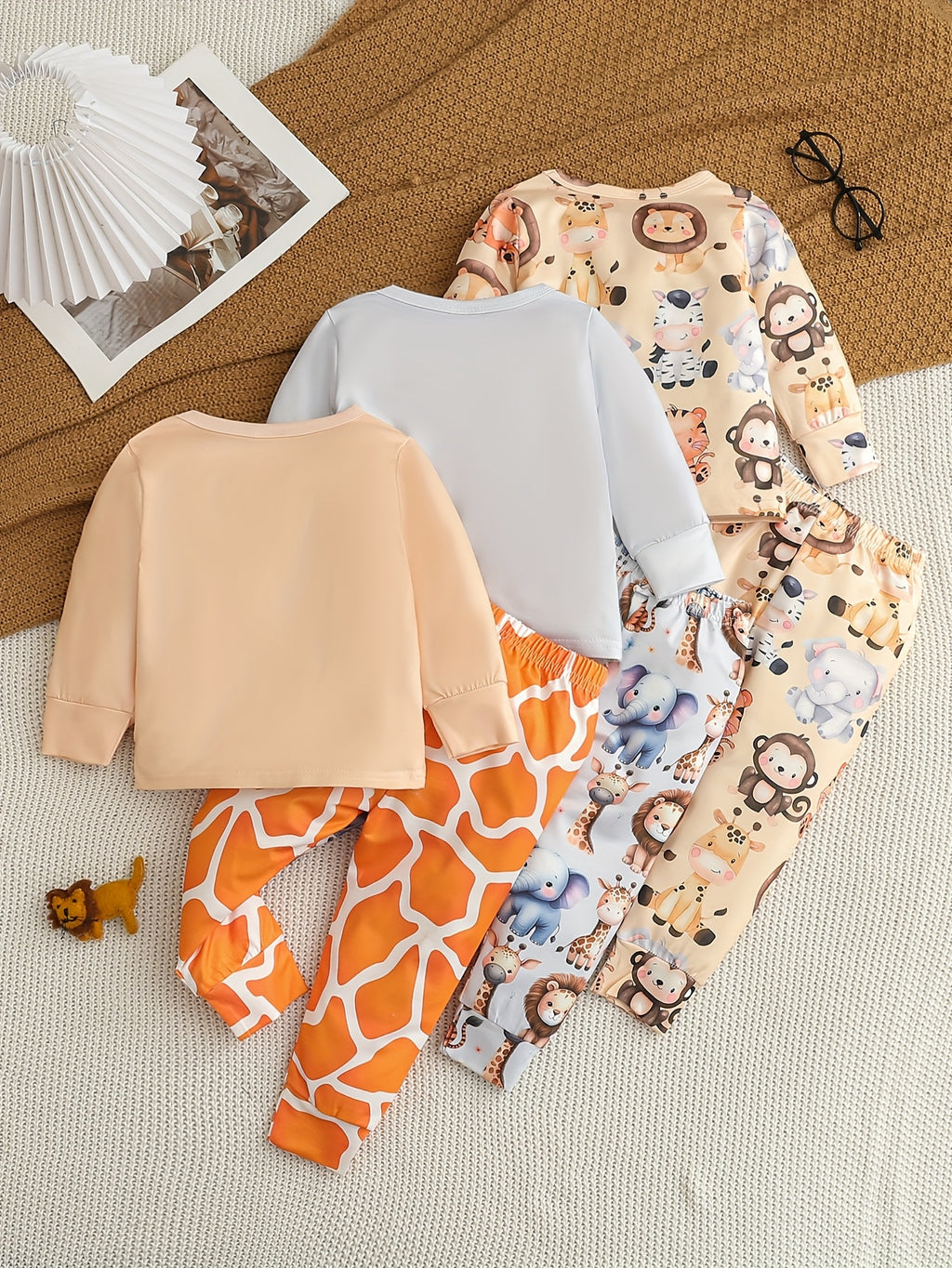 Ensembles de 6 pièces pour filles à imprimé animalier et dessin animé — Monptitlou