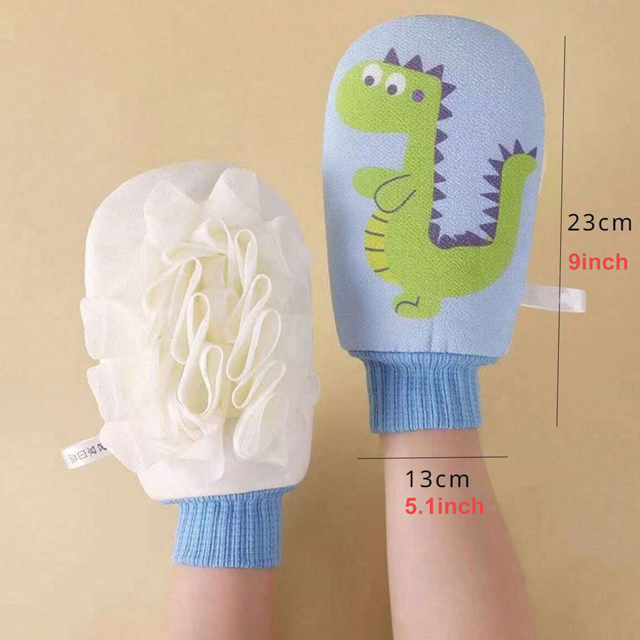 Gant de bain cartoon 1 pc, double face, frottement, mousse riche — Monptitlou