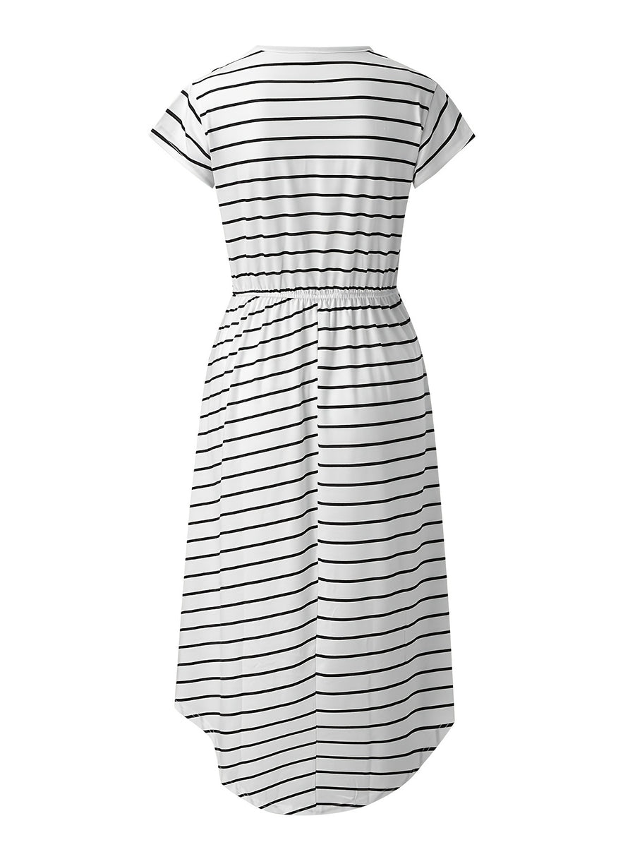 Robe de maternité et d'allaitement multifonctionnelle à rayures