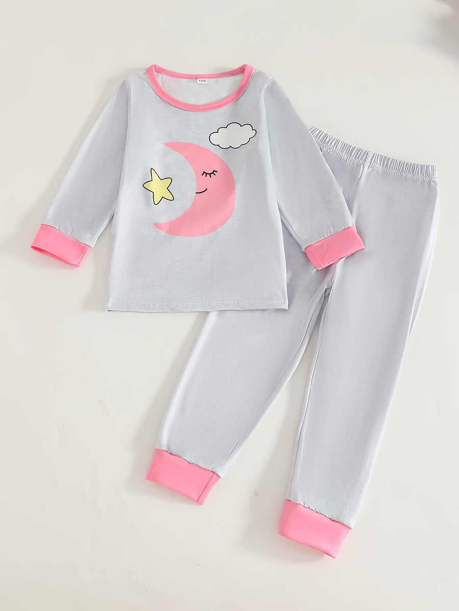Pyjama pour filles avec imprimé nuage, étoile et lune — Monptitlou