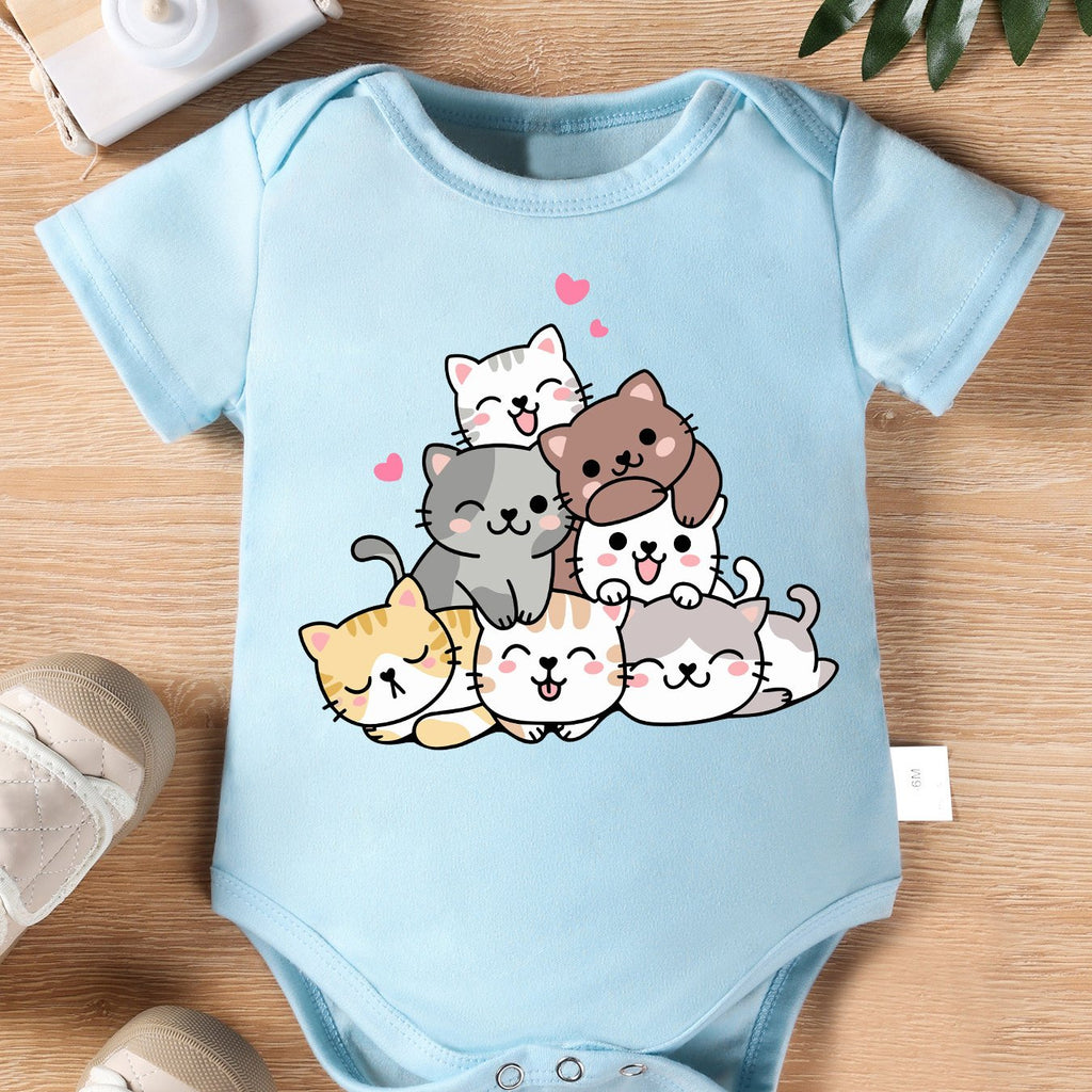 Combinaison à Manches Courtes Mignonne pour Nouveau-né Fille "Amis — Monptitlou