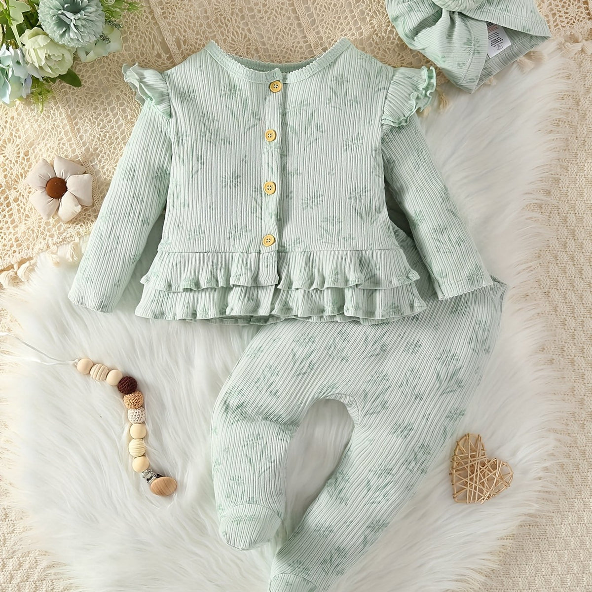 [Ensemble bébé 0-9 mois] 3 pièces Ensemble Bébé Fille 0-9 Mois Haut — Monptitlou Image