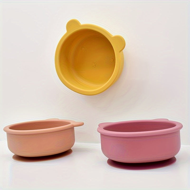 2 pièces ensemble de vaisselle pour bébé en silicone alimentaire avec ventouse, cuillère complémentaire à manche en bois