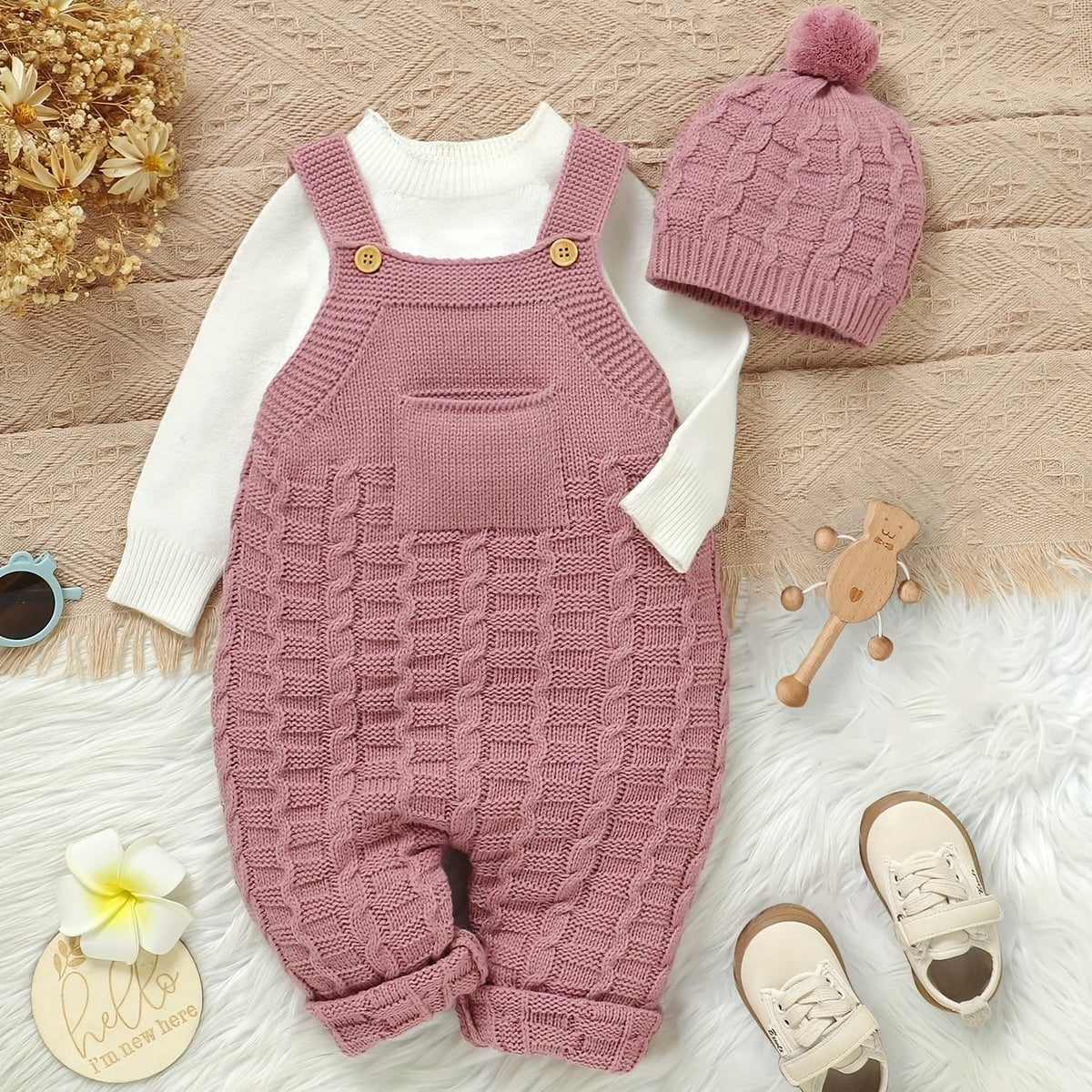 En tricot style vintage pour filles, comprenant un bonnet — Monptitlou Image