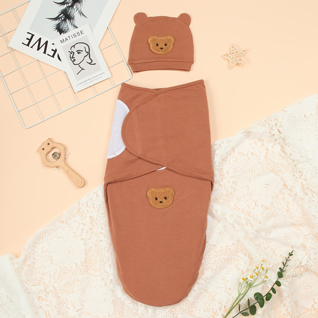Ensemble Bébé Pure : Doublure et Bonnet, Motif Ours — Monptitlou