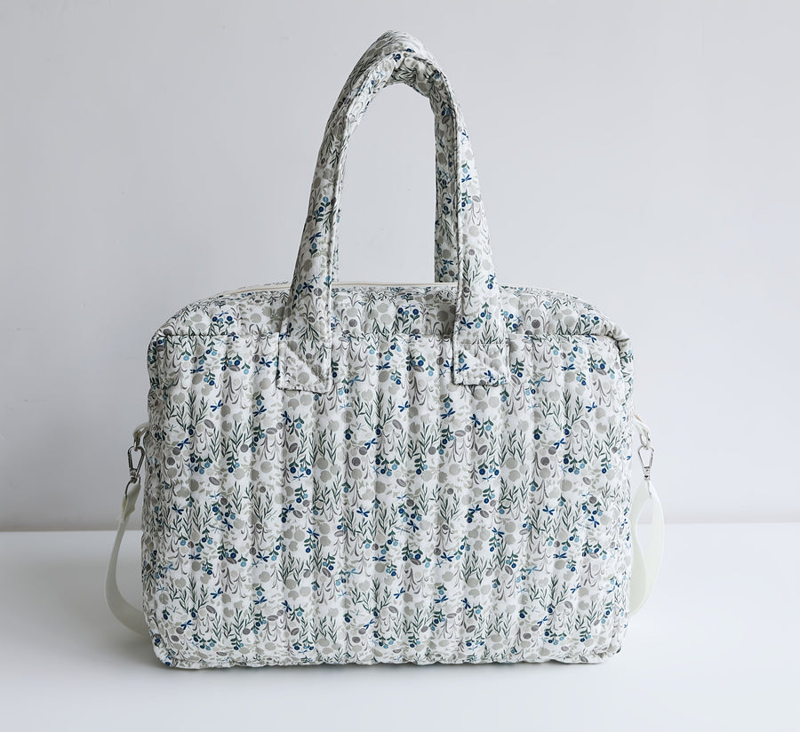 Sac Maman à Imprimé Patchwork à Rayures Larges, Conception à Double Poche Autoportante, Créant un Espace de Rangement Dé