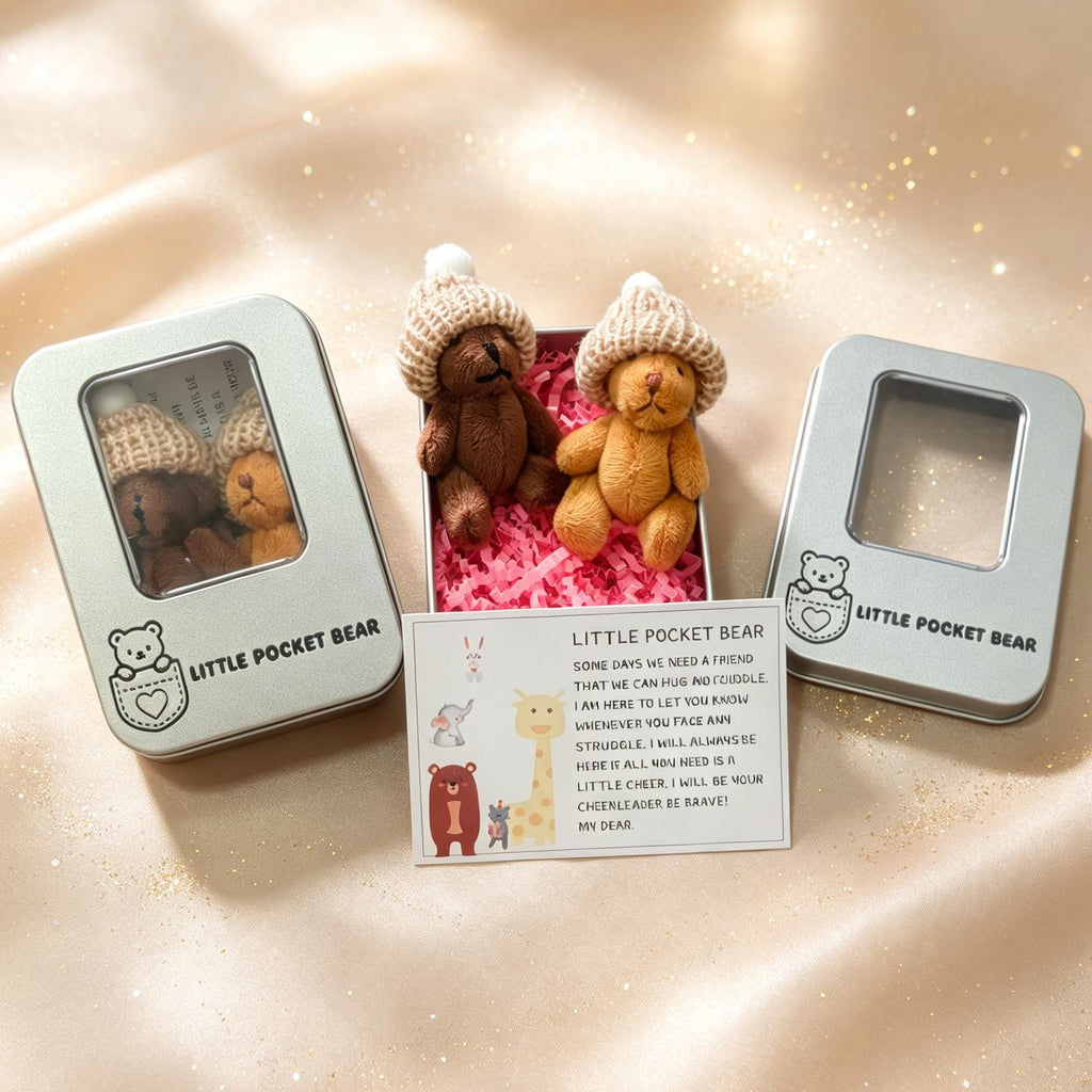 Mon Petit Ours Inquiet, 2 Nounours en Peluche et Carte de Vœux — Monptitlou