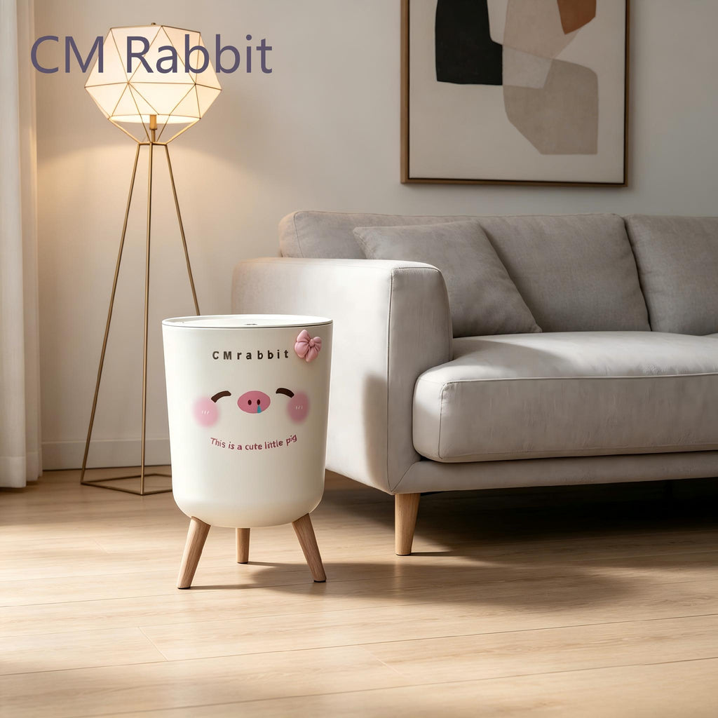 Poubelle à couvercle sur pieds, motif cochon rose, photo 15