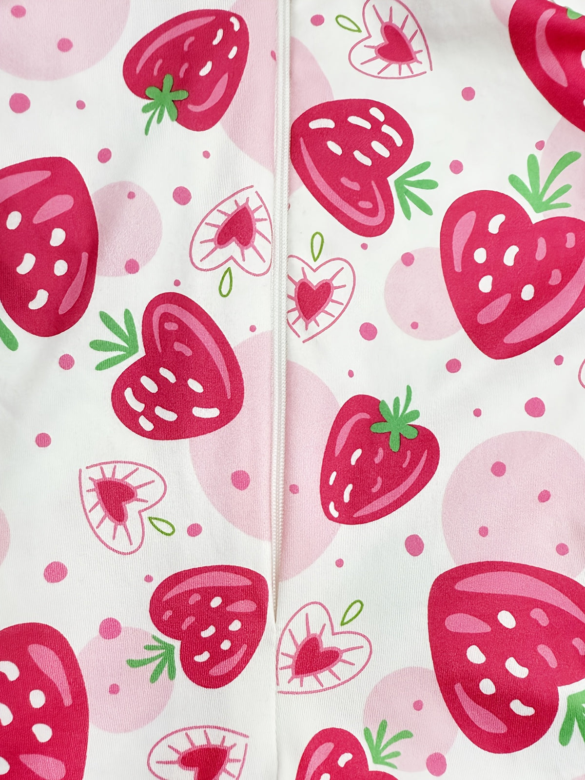 [Imprimé fraise rose rouge] Combinaison à fermeture éclair imprimée — Monptitlou Image