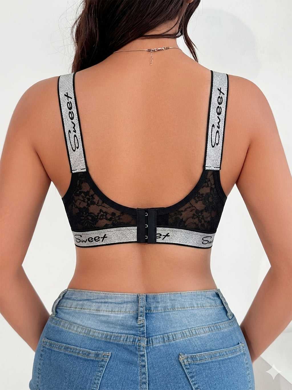 Nouveau soutien-gorge d'allaitement pour femme avec bordure en filet — Monptitlou