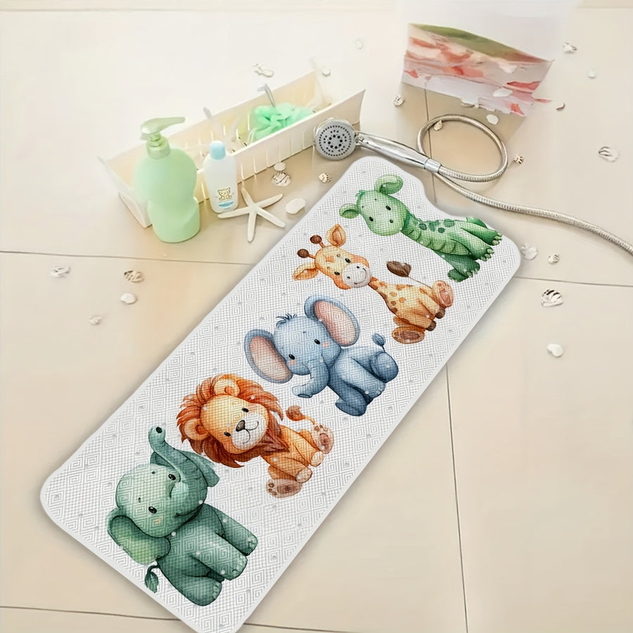 Un tapis de baignoire de salle de bain avec des motifs d'animaux — Monptitlou