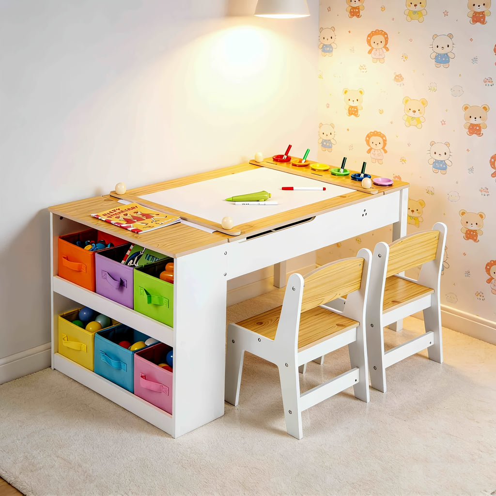 Table d'art et chevalet 2-en-1 pour enfants avec chaises — Monptitlou