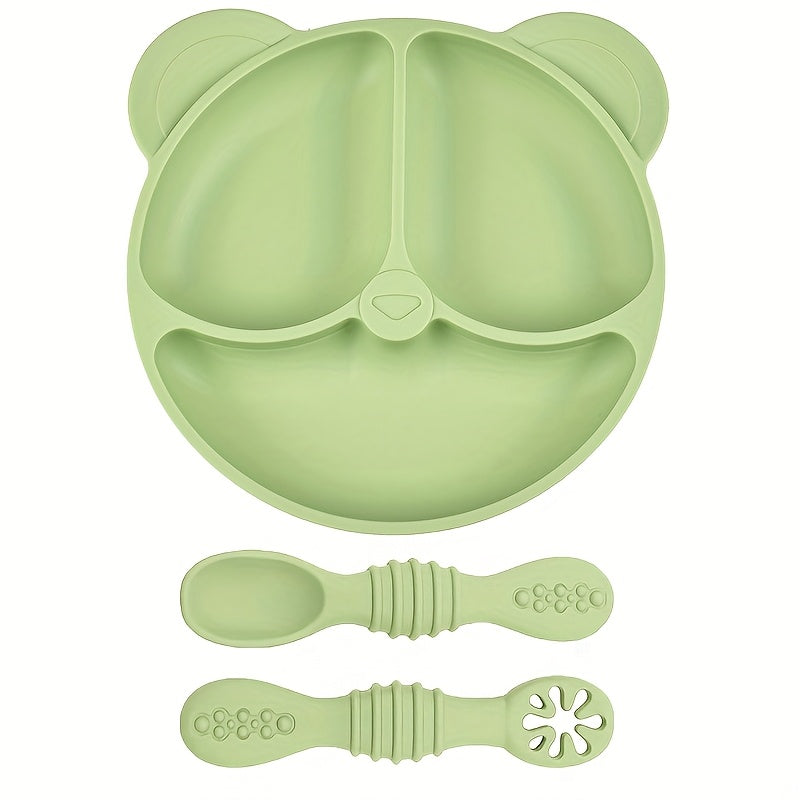[Cadeau pour enfants] Assiette Divisée en Silicone (avec Ventouse) et 2 — Monptitlou