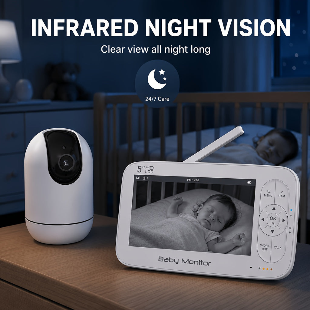 Babyphone 1080P avec caméra PTZ, batterie rechargeable 5000Mah — Monptitlou