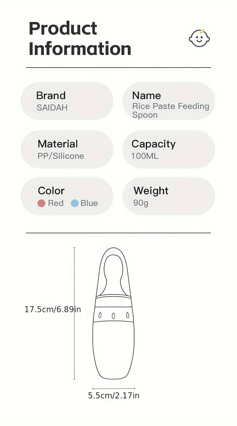 Biberon d'alimentation pour bébé en silicone liquide 100 ml/3 oz, broyeur d'aliments, pâte de riz, biberon à presser pou