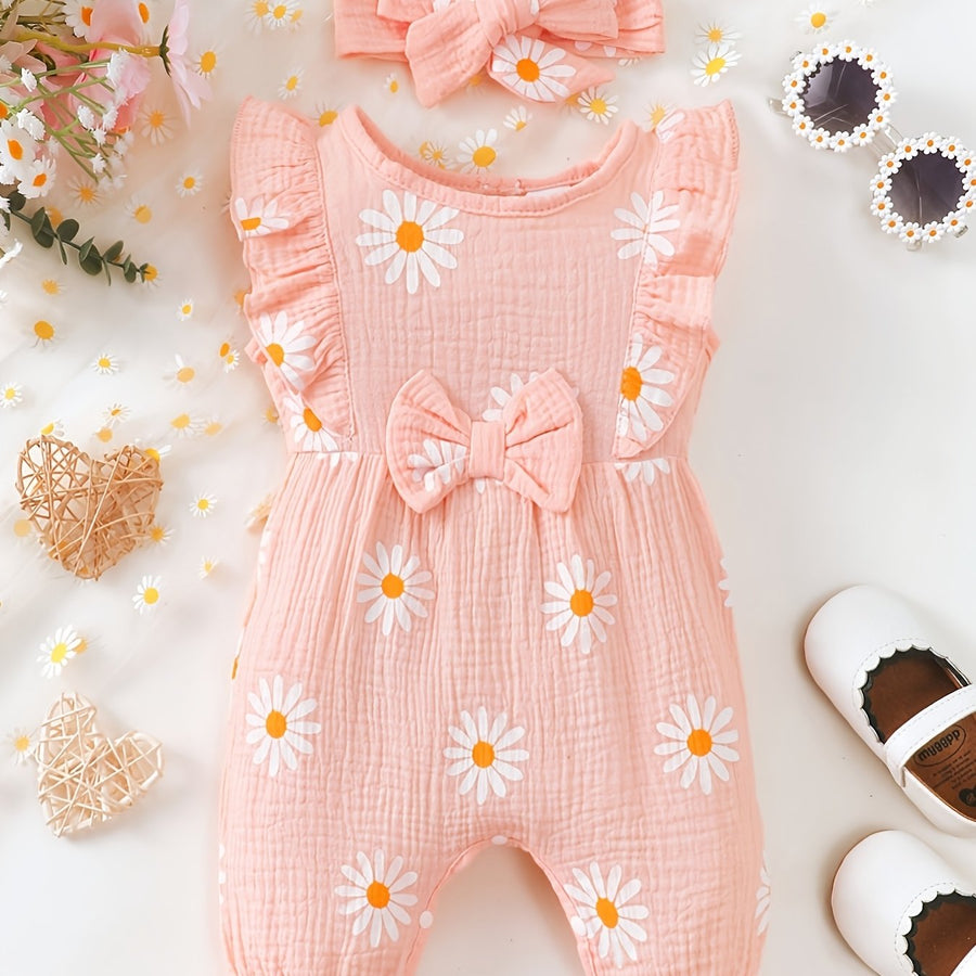 Romper bébé fille été style mignon avec motif petite marguerite — Monptitlou