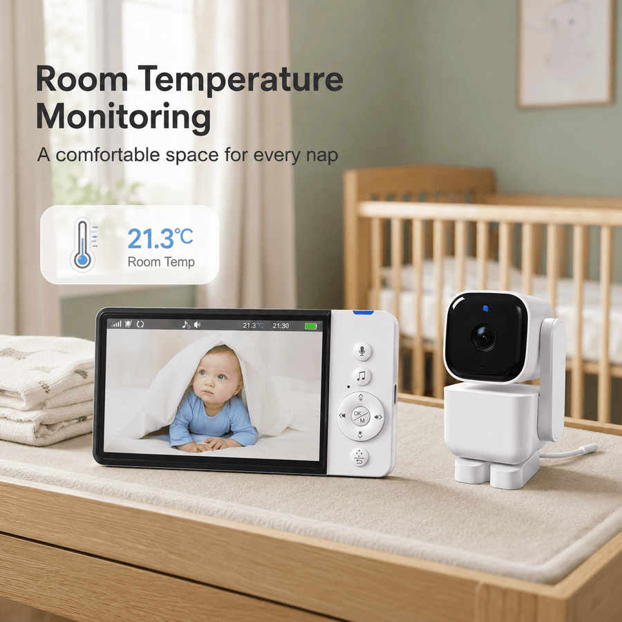 Moniteur vidéo bébé 720P 5 pouces avec caméra PTZ suivi automatique — Monptitlou