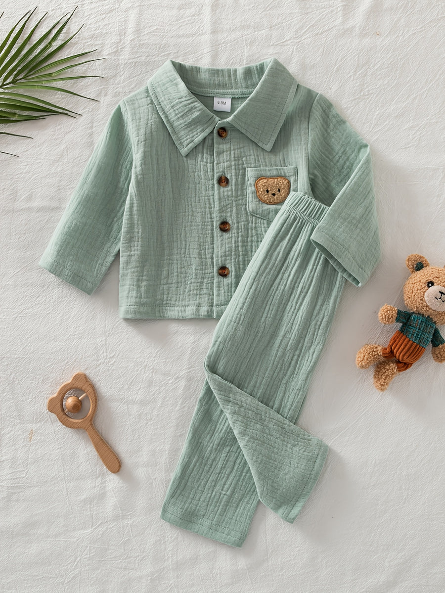 Ensemble bébé col pur longues manches et pantalon long — Monptitlou