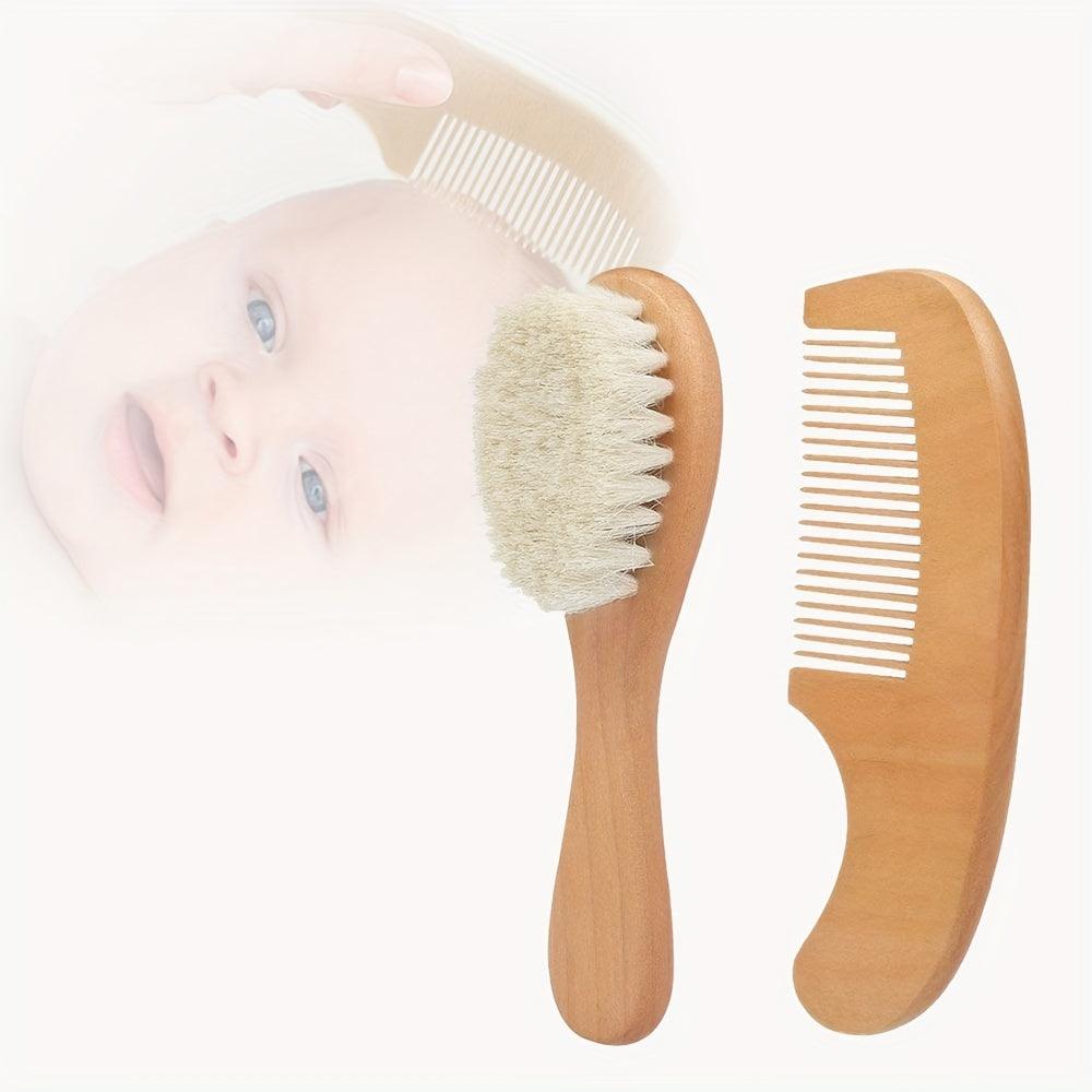 /Kit Brosse à Cheveux Douce pour Bébé avec Manche en Bois — Monptitlou