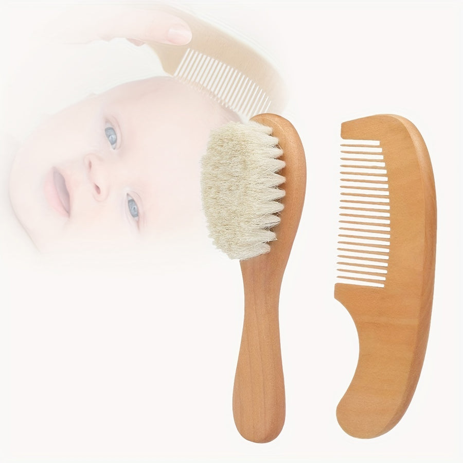 /Kit Brosse à Cheveux Douce pour Bébé avec Manche en Bois — Monptitlou