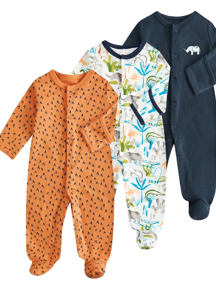 Ensemble 3 pièces pour nouveau-né : combinaison à pressions, body et pantalon | Tenue douce et respirante à manches long