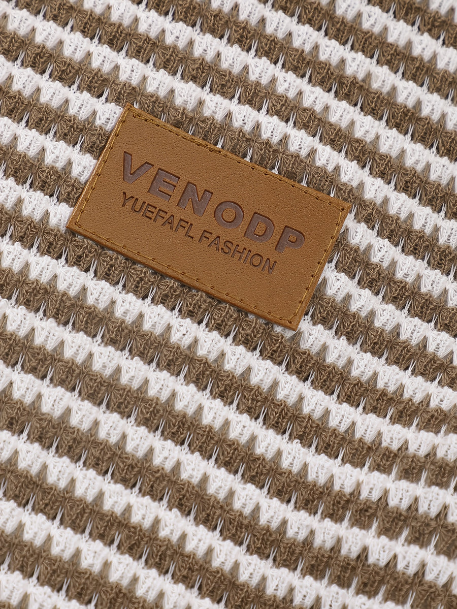 T-shirt col rond jacquard à blocs de couleur pour garçons été et short — Monptitlou