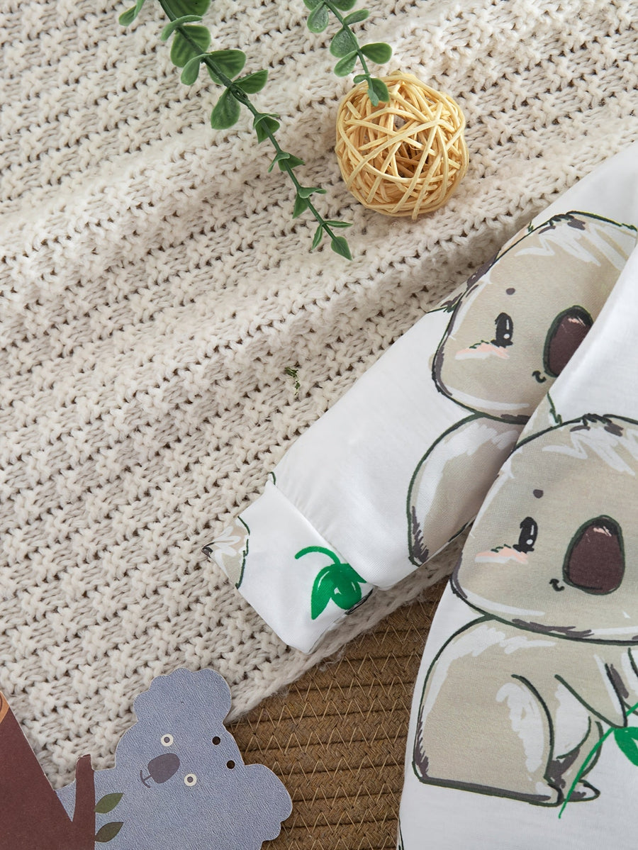 Combinaison bébé pieds doux koala feuille verte unisexe 0-9 mois — Monptitlou