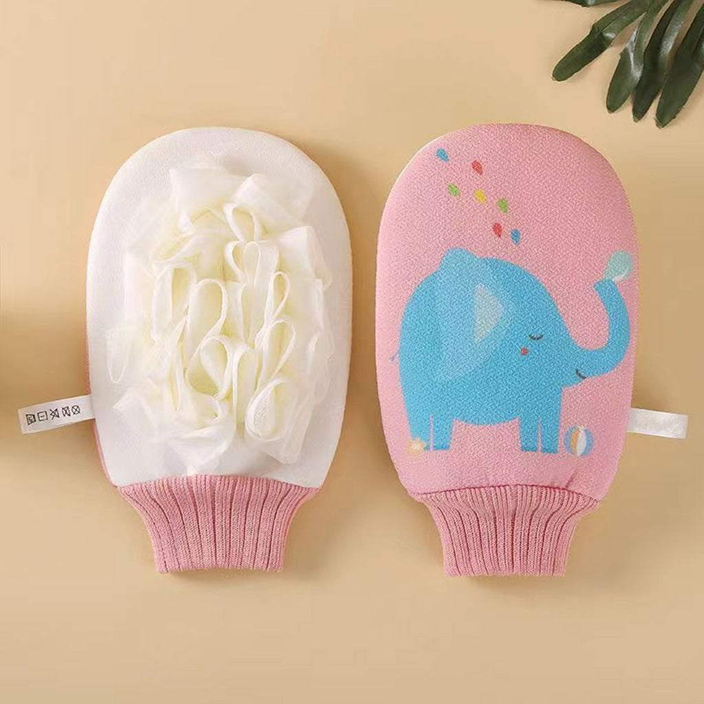 Gant de bain cartoon 1 pc, double face, frottement, mousse riche — Monptitlou