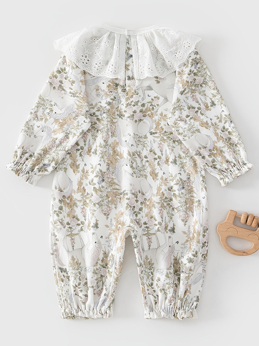 Nouvelle Arrivée Printemps Barboteuse à Manches Longues en Pur Coton — Monptitlou