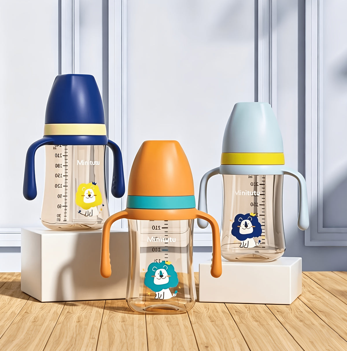 /set Biberon 300ml avec Poignée, Bec -fuite, Bec Canard — Monptitlou Image
