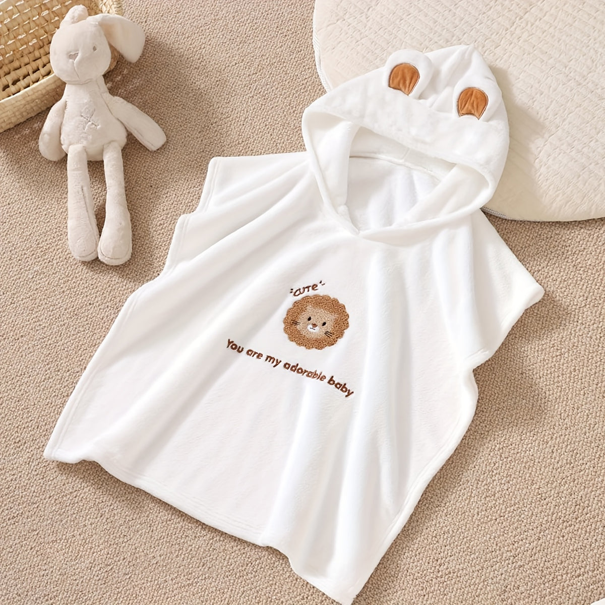 Serviette de bain enfant brodée, motif animaux — Monptitlou Image