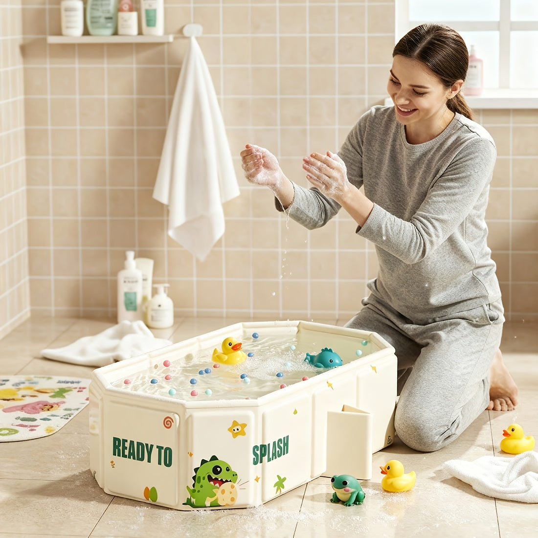 Baignoire pliante portable 1 pièce – Baignoire d'immersion autoportante — Monptitlou Image