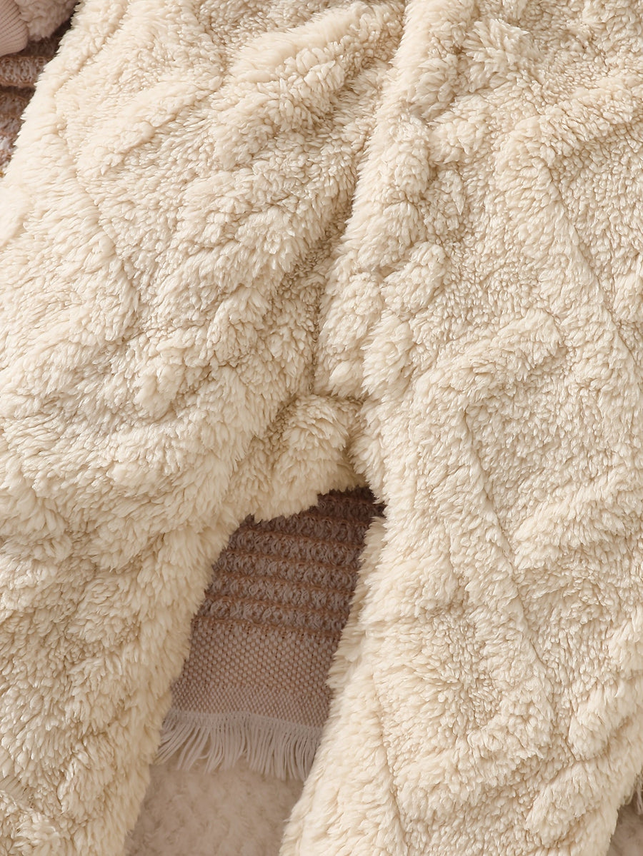 Grenouillère à pieds et à capuche ours en peluche kaki mignonne pour — Monptitlou