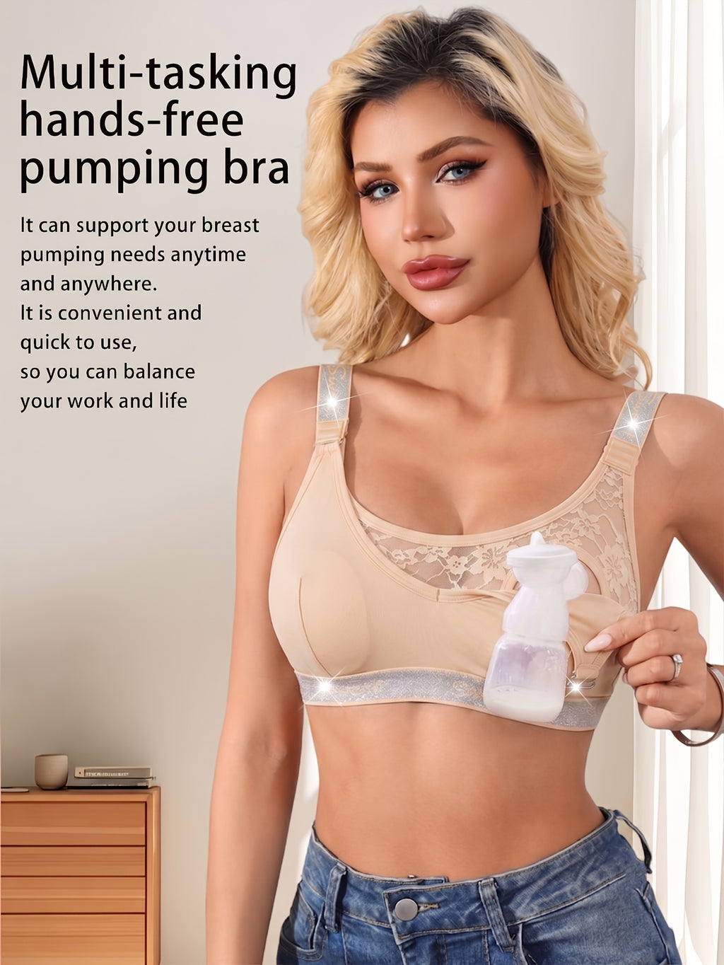 Nouveau soutien-gorge d'allaitement pour femme avec bordure en filet