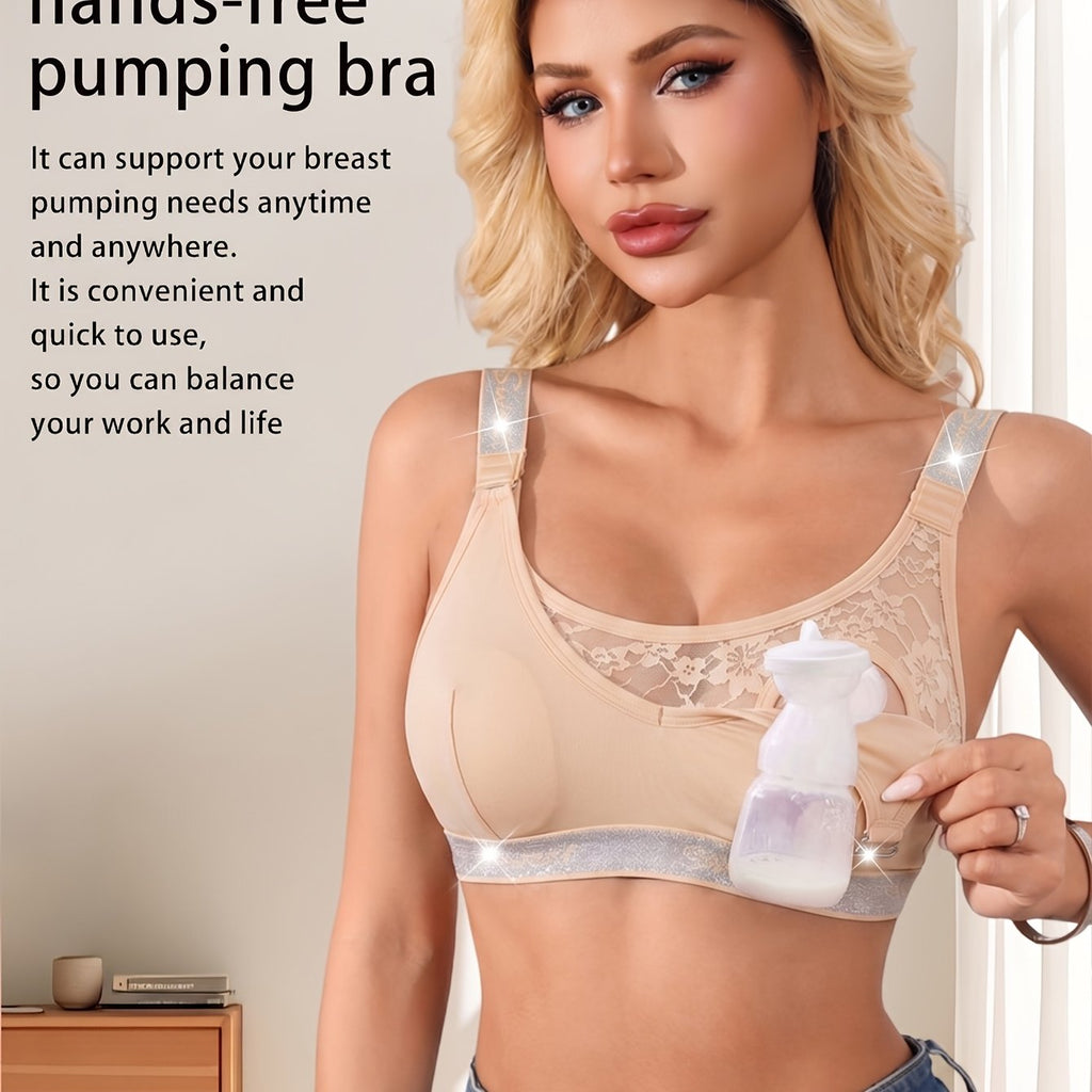 Nouveau soutien-gorge d'allaitement pour femme avec bordure en filet — Monptitlou