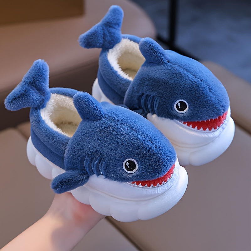 1 Paire de Chaussons en Peluche Requin Cartoon Mignons pour Garçons et — Monptitlou