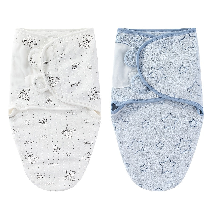 Couvertures enveloppantes pour nouveau-né avec motif en peluche — Monptitlou