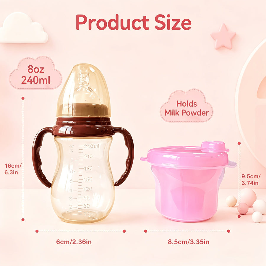 Biberon pour bébé en PP de 240 ml et Boîte à lait en poudre rotative à — Monptitlou