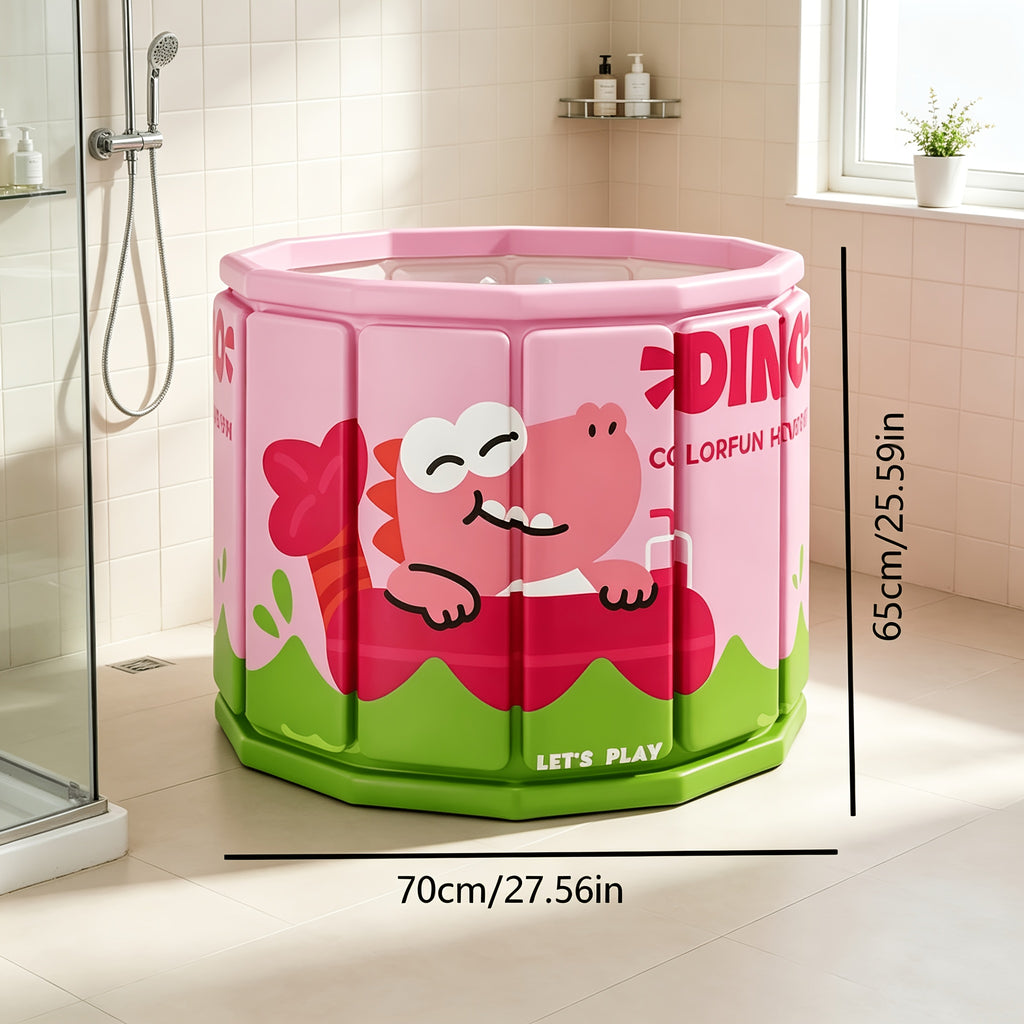 Baignoire Ronde Pliable avec Imprimé Dinosaure Rose Mignon — Monptitlou
