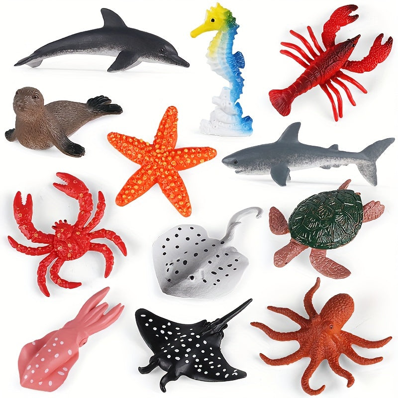 Figurines d'animaux marins, 12 pièces miniatures réalistes de créatures — Monptitlou