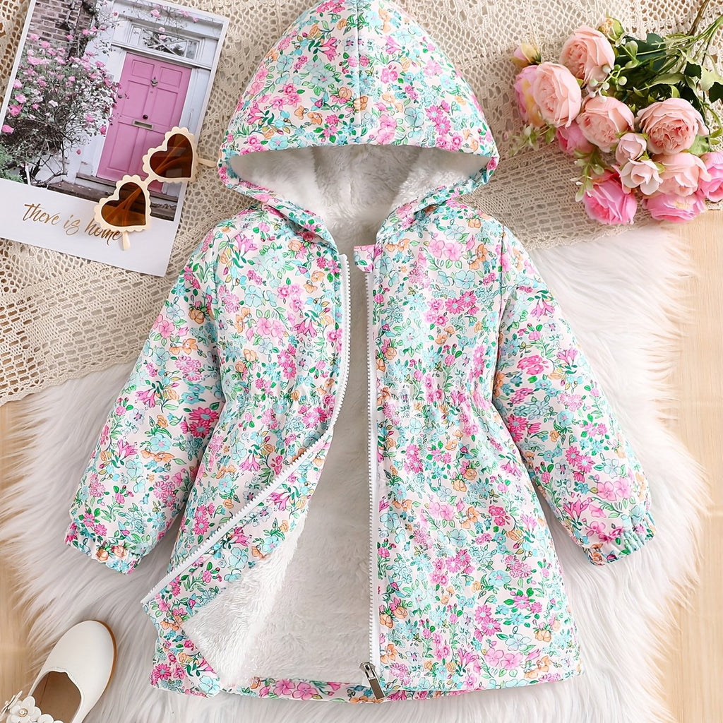 Veste en polaire mi-longue à capuche, manches longues — Monptitlou