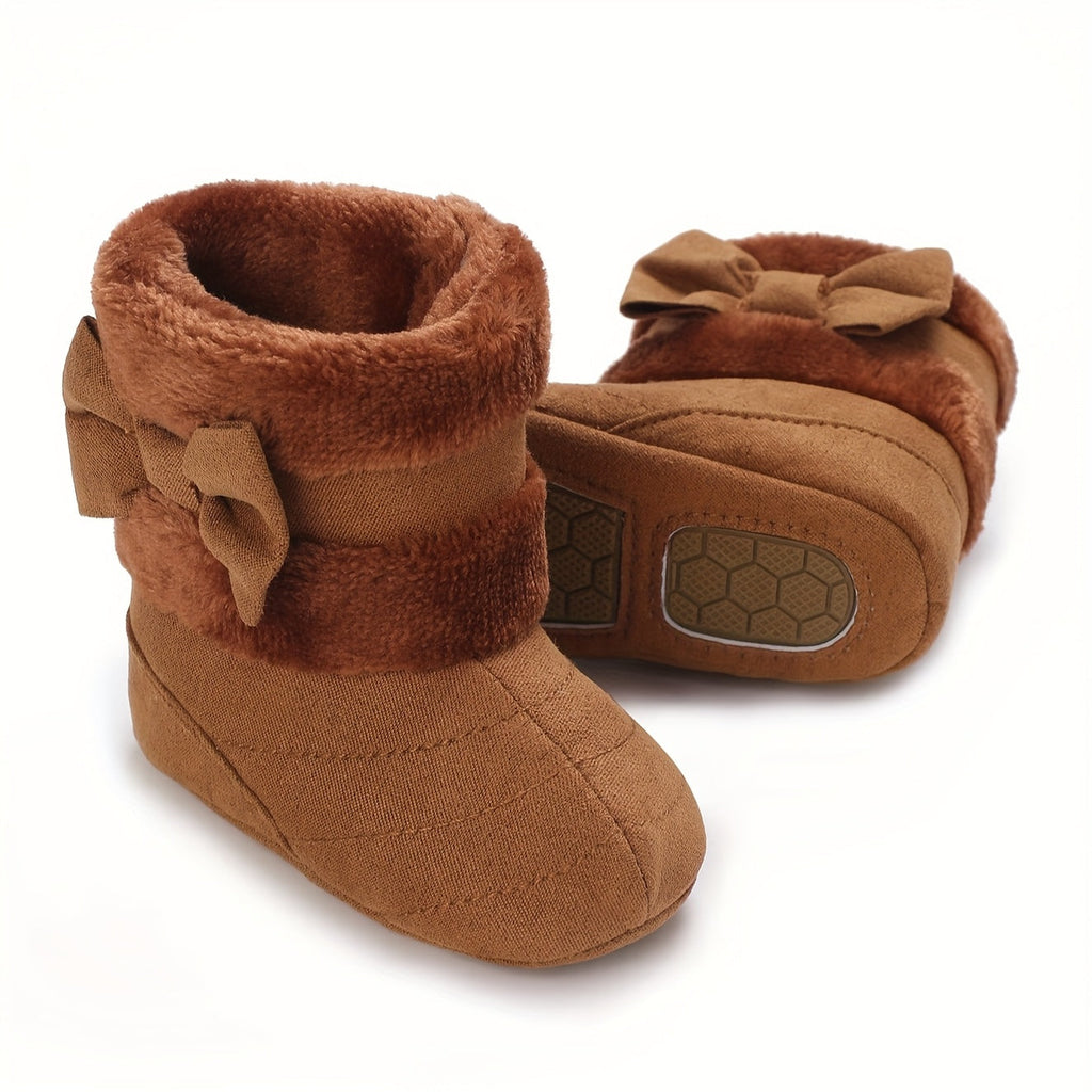 Bottes bébé chaudes hiver polyvalentes mode, avec nœud, 0-1 an, intérieur extérieur confortables